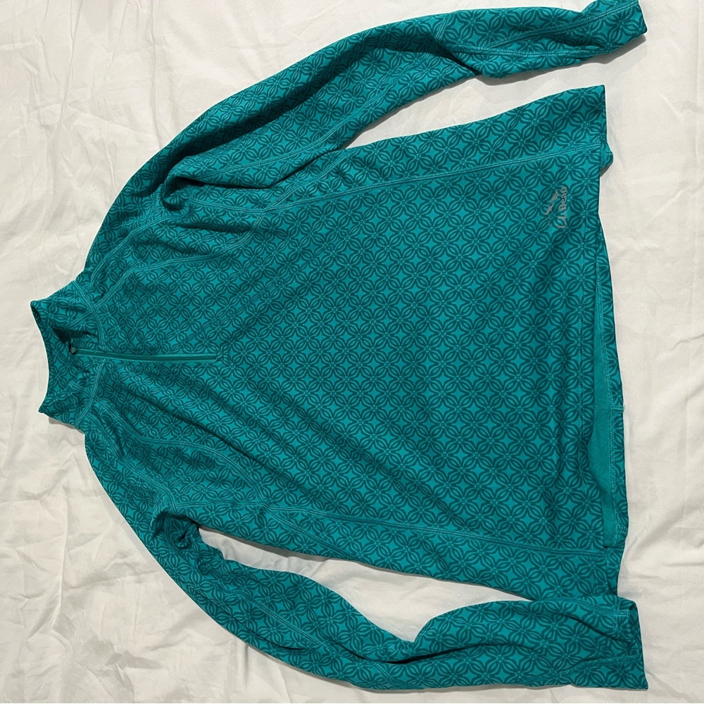 Teal Patterned Long Sleeve Top